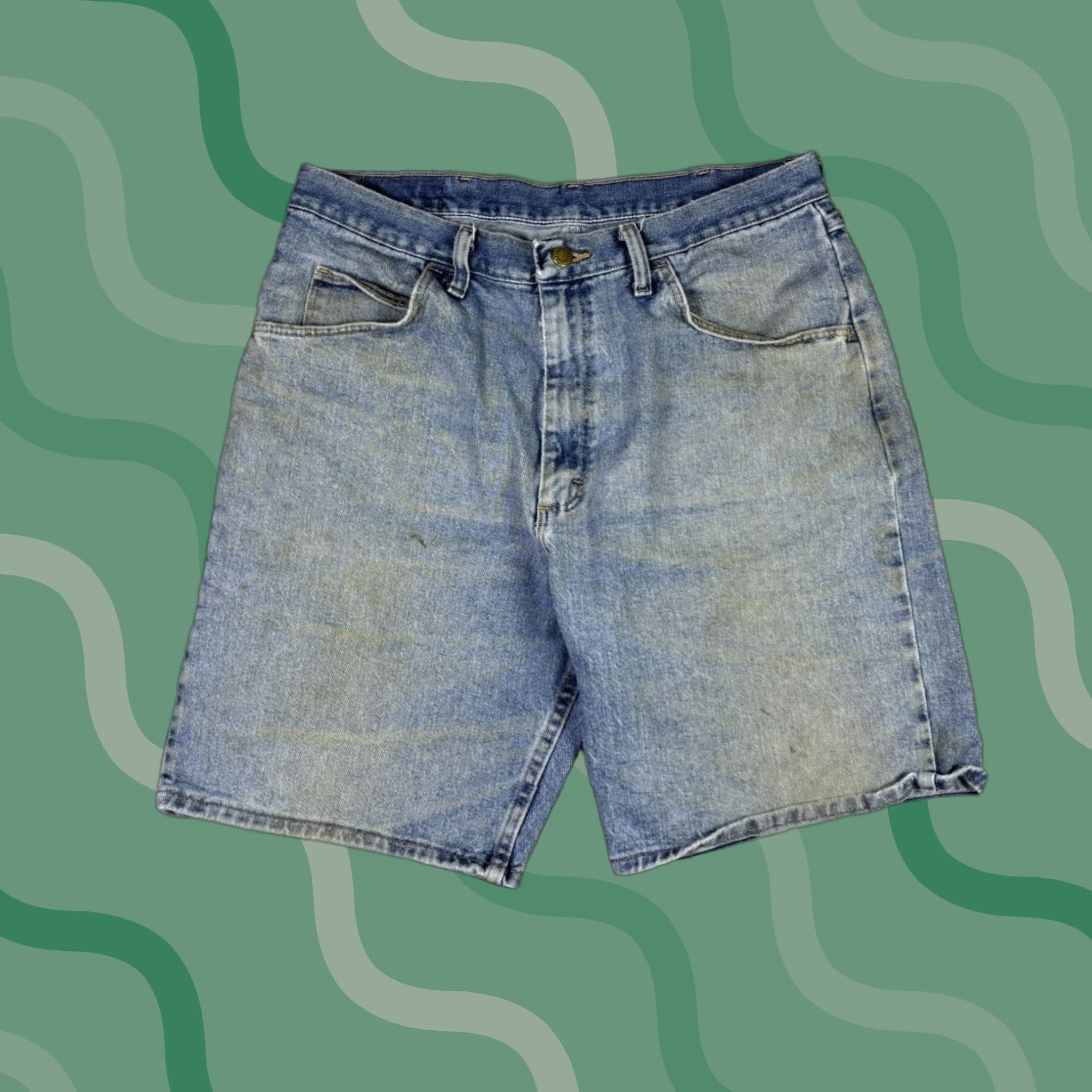 Wrangler VINTAGE Wrangler Jeans Shorts Jorts Baggy Wide Leg Workwear 32 2000s Blue Denim Cargo 90s Mens Size US 32 / EU 48 - 1 Thumbnail