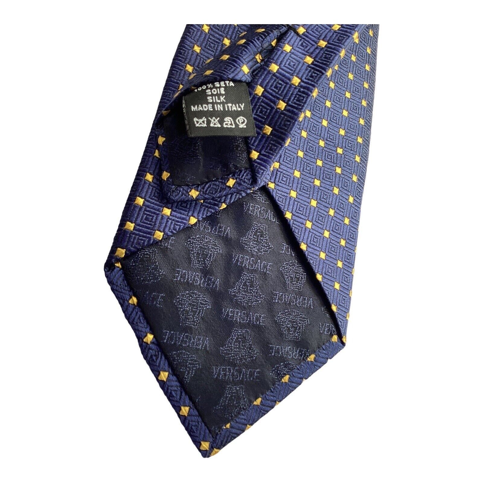Versace VERSACE Current Blue Geometric Logo Made In Italy Silk Tie W Size ONE SIZE - 4 Thumbnail