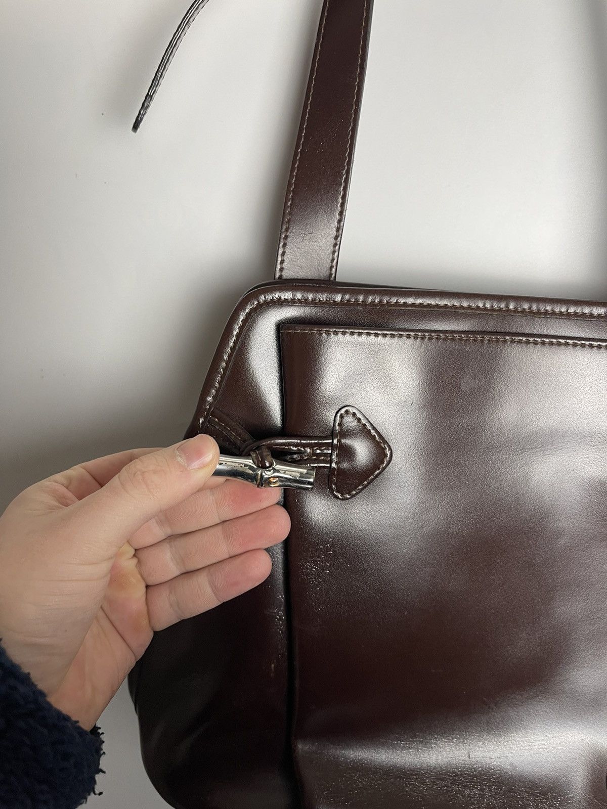 Longchamp LONGCHAMP Large Brown Leather Silver Toggle Shoulder Bag EUC Size ONE SIZE - 3 Thumbnail