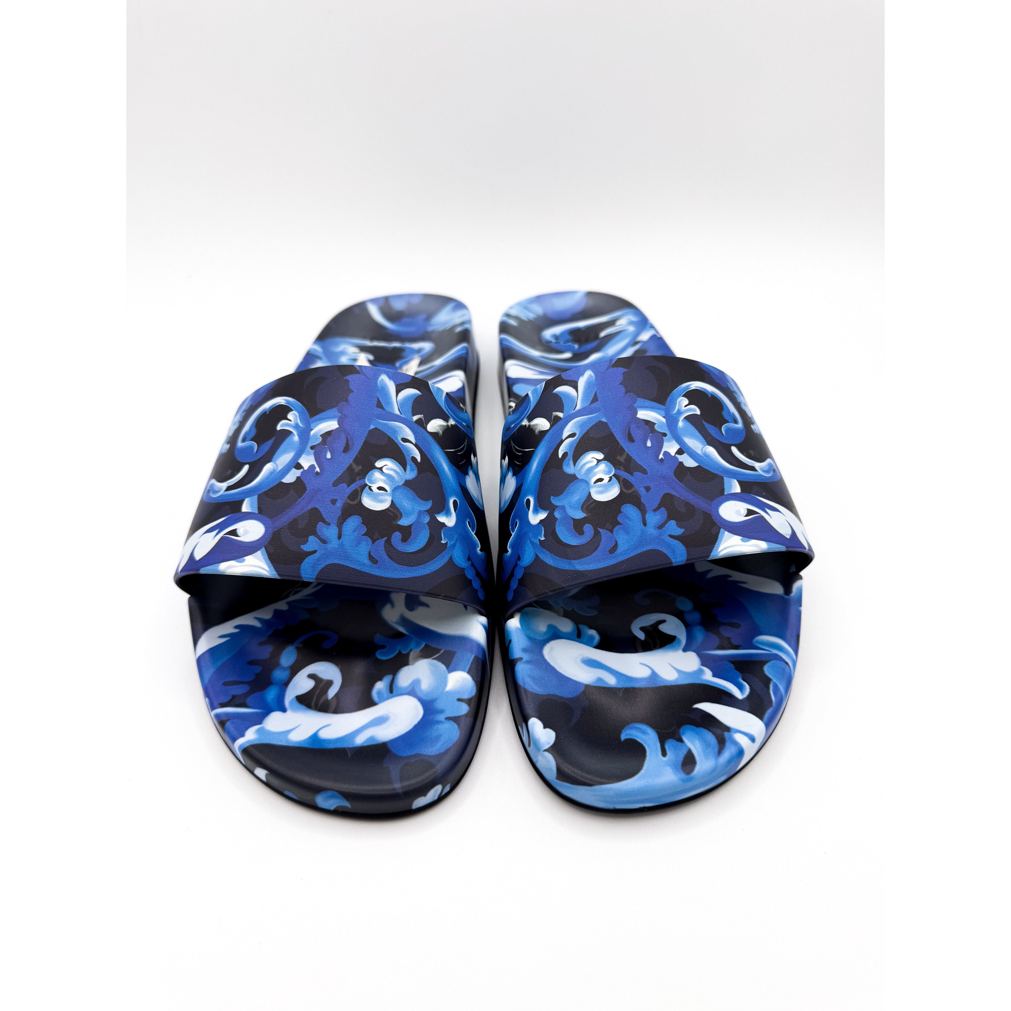 Versace Versace Blue Baroccoflage Slides US 10 / EU 43 Size US 10 / EU 43 - 2 Thumbnail