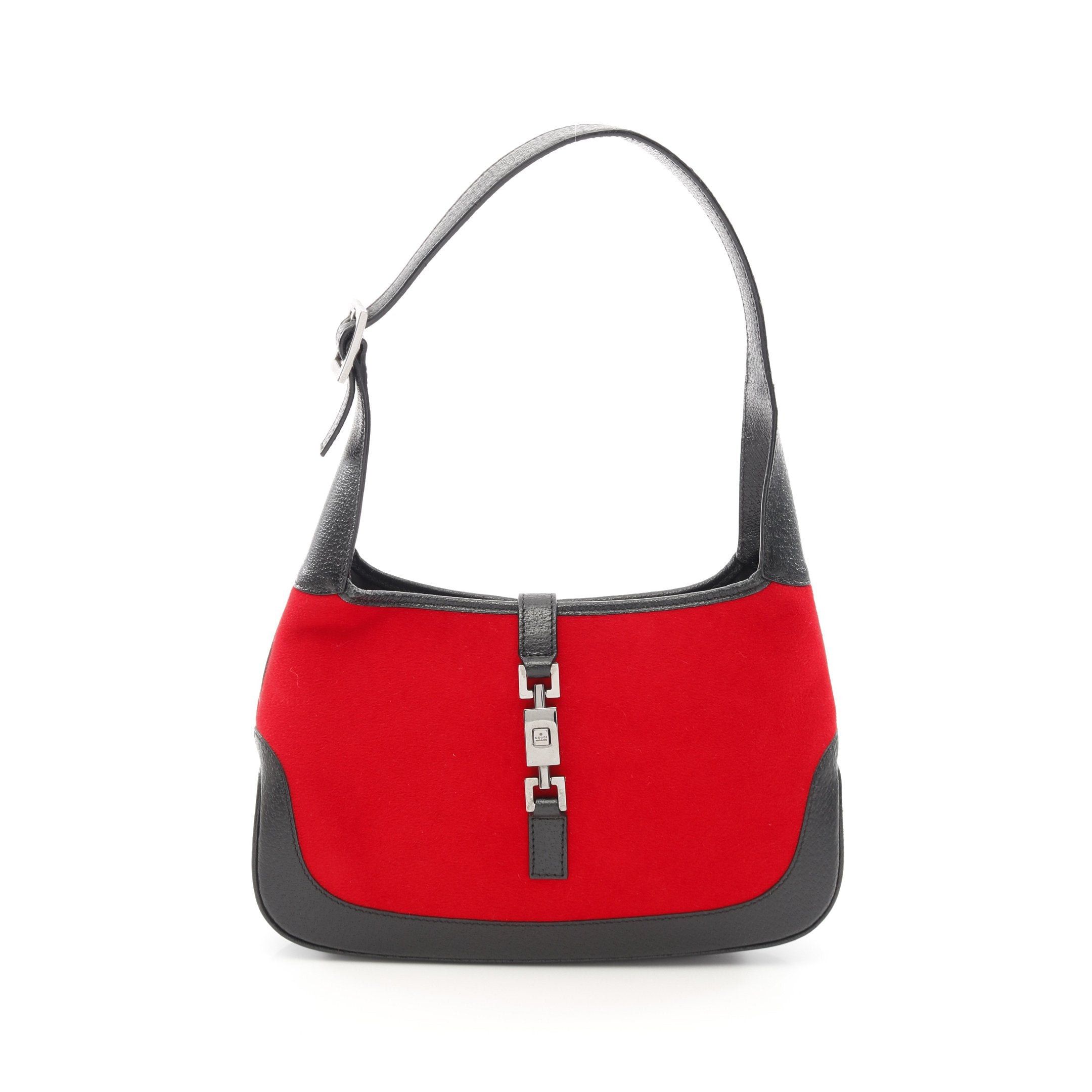 Gucci Gucci Jackie One Shoulder Bag Wool Leather Red Black Size ONE SIZE - 1 Thumbnail