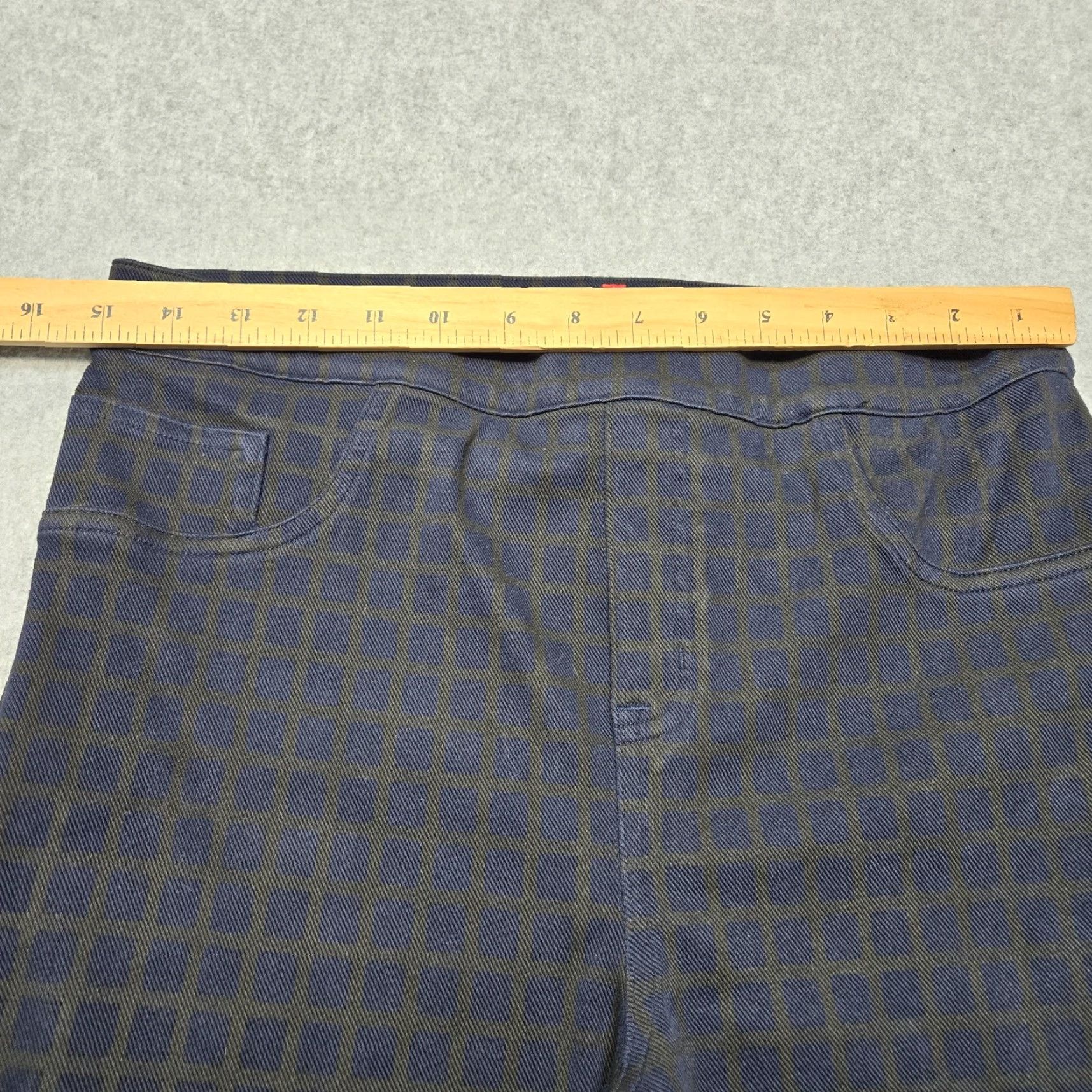 Spanx SPANX Leggings Womens L Blue Check High Rise Jegging Pockets Stretch Ankle Size 36" / US 14 / IT 50 - 4 Thumbnail