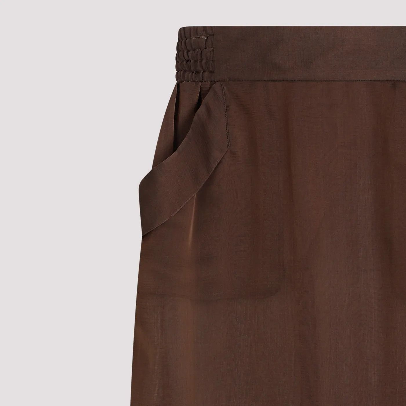 Saint Laurent Paris o1s1wg111024 Pencil Skirt in Silk Muslin in Brown Size 27" / US 4 / IT 40 - 4 Thumbnail