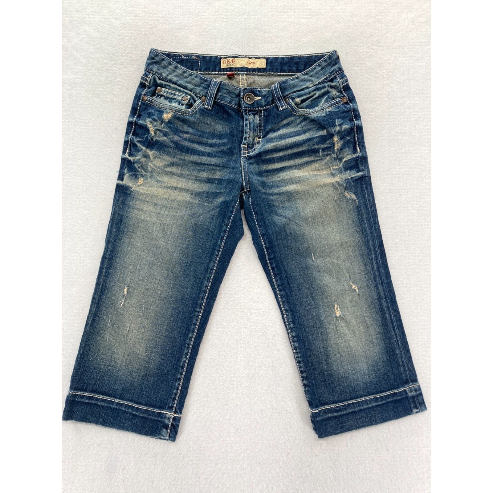 Vintage Buckle Bke Capri Jeans Women's 26 Kate Dark Wash Blue Stretch Denim Low Rise Size 26" / US 2 / IT 38 - 2 Thumbnail