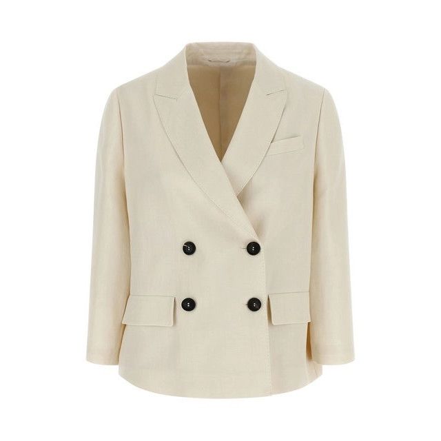 BRUNELLO CUCINELLI $3500 Ivory Viscose/Linen Blazer New & Au