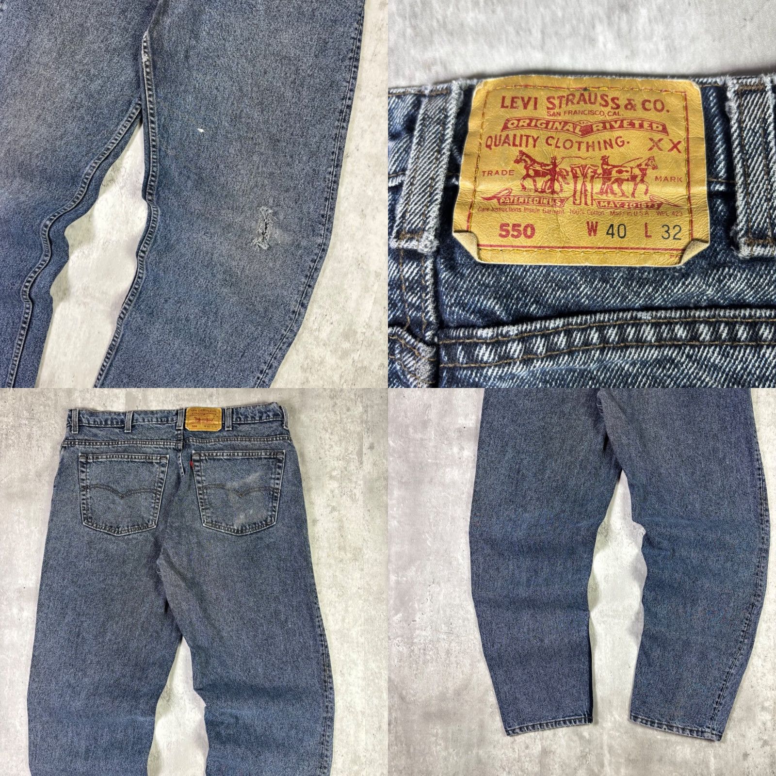 Levi's VINTAGE Levi's 550 Jeans Slim Relaxed Tapered Fit 38x32 Blue Denim USA 90s Mens Size US 38 / EU 54 - 8 Thumbnail