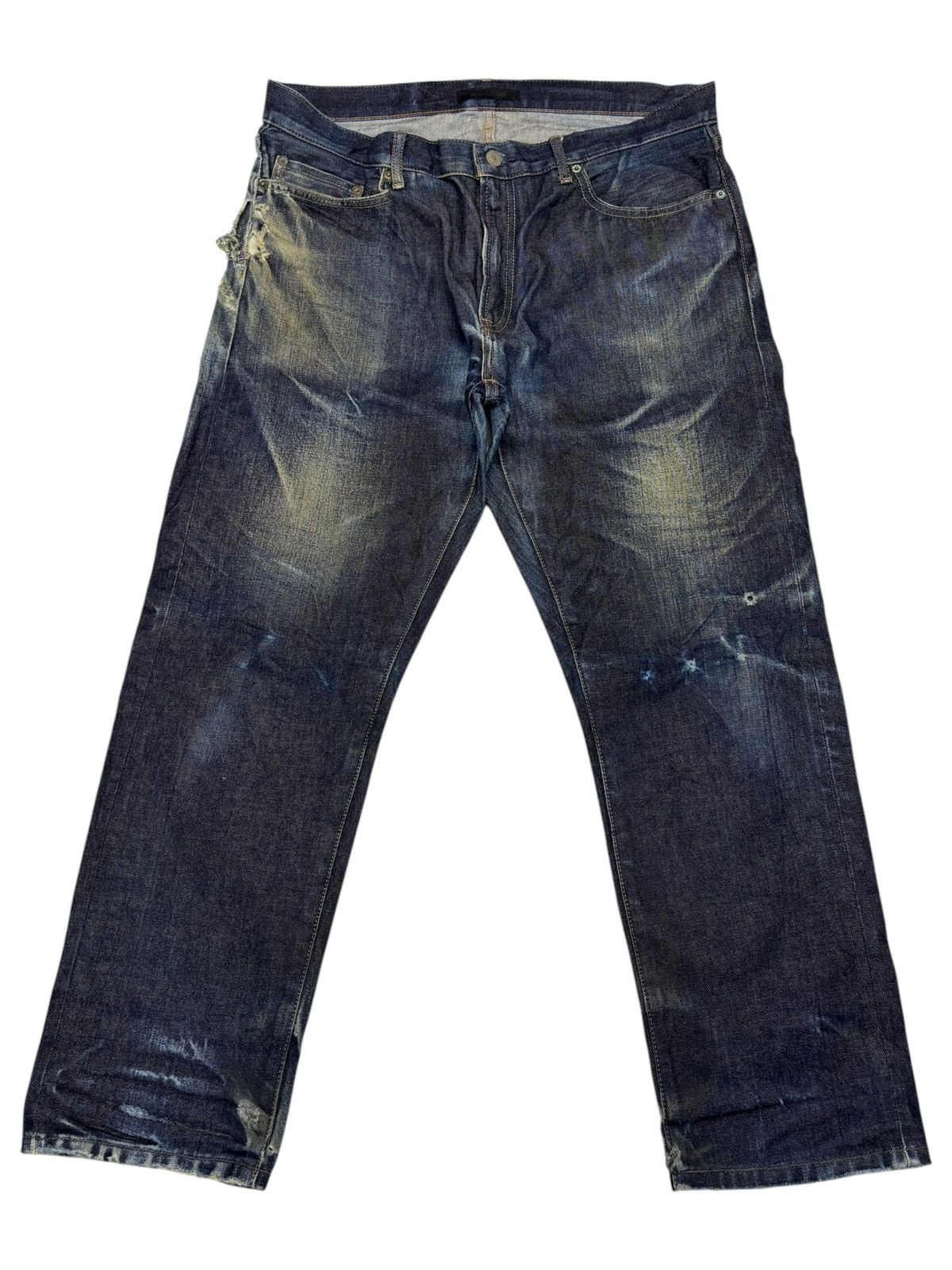 Undercover × Uniqlo VINTAGE UNIQLO DESTROYED DENIM JEANS Size US 35 - 1 Thumbnail