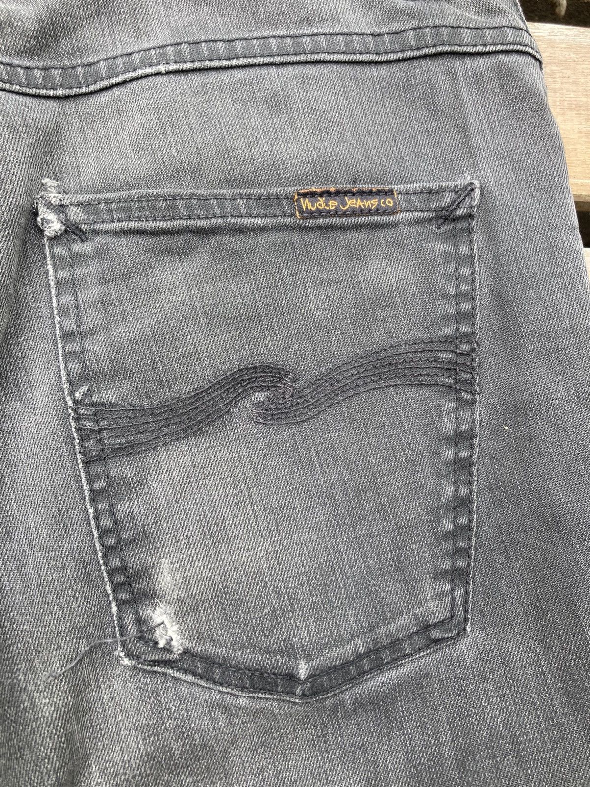 Nudie Jeans Distressed Nudie Grim Tim Broken Black Jeans Size US 32 / EU 48 - 20 Thumbnail