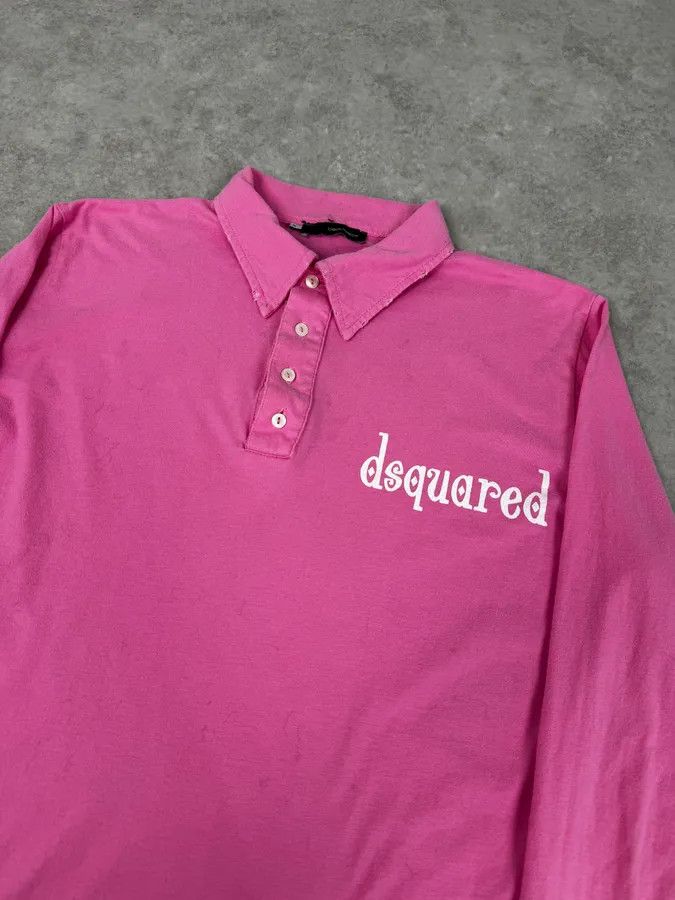 Dsquared2 SS2005 Dsquared2 Pink «Mr Catenacci » Print Longsleeve Polo Size US M / EU 48-50 / 2 - 6 Thumbnail