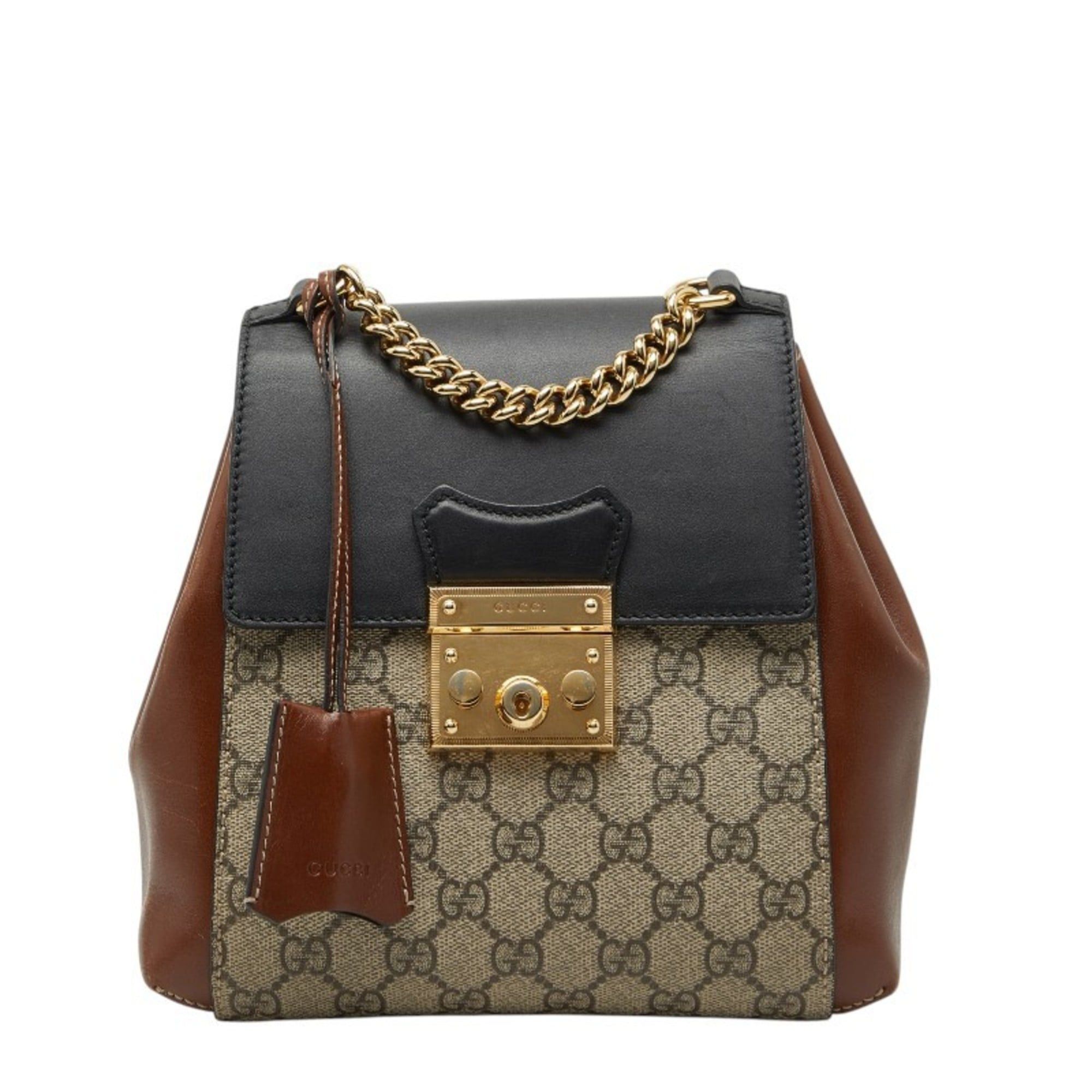 Gucci Gucci GG Supreme Padlock Backpack 498194 Beige Multicolor Leather Women's GUCCI Size ONE SIZE - 1 Thumbnail