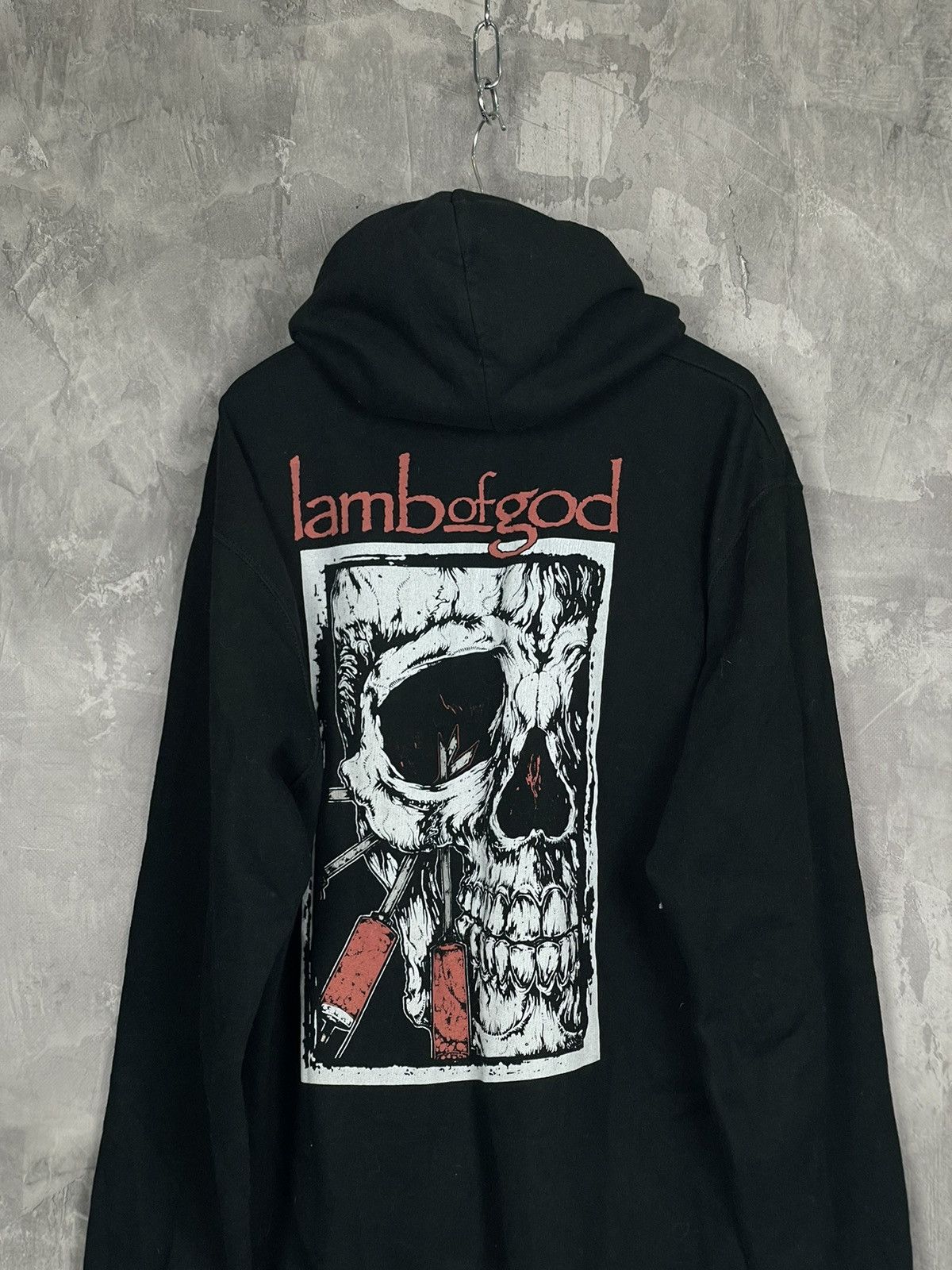 Band Tees × Vintage Vintage Lamb of God Skull Big Logo Grunge Y2K Hoodie Size US L / EU 52-54 / 3 - 2 Thumbnail