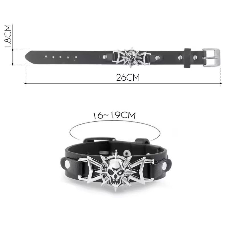 Other Skeleton Skull Punk Gothic Leather Buckle Bracelets Size ONE SIZE - 4 Thumbnail