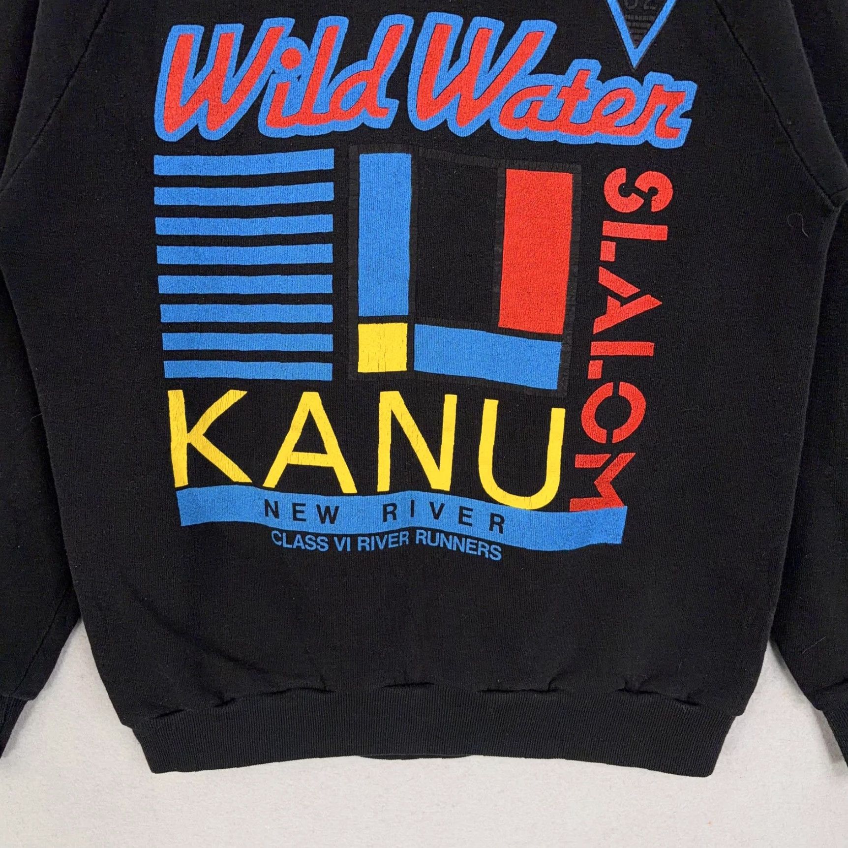 Jerzees VINTAGE Jerzees Sweatshirt Mens Large Black Whitewater Kanu River Graphic 80s Crewneck Pullover Size US L / EU 52-54 / 3 - 3 Thumbnail