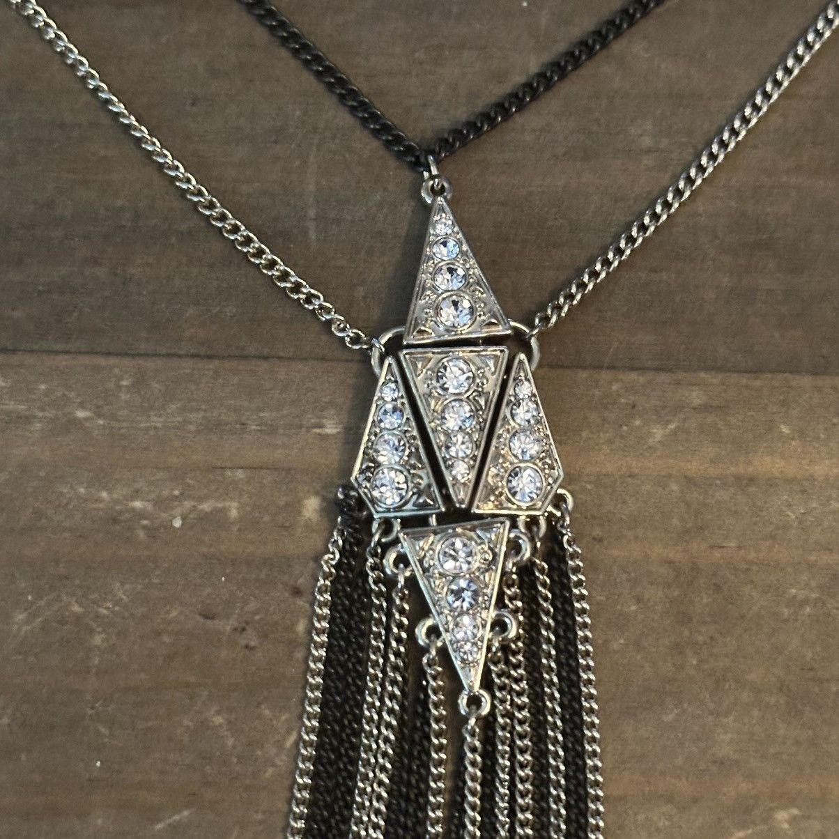 Other BCBGeneration two tone rhinestone geometric tassel necklace Size ONE SIZE - 3 Thumbnail