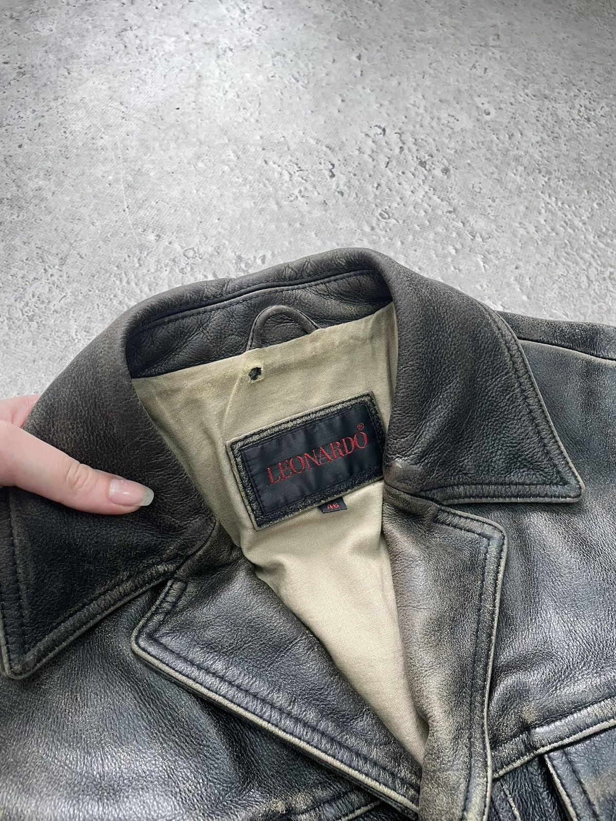 Genuine Leather Y2K button up 90s avant GARDE retro leather jacket Size US S / EU 44-46 / 1 - 4 Thumbnail