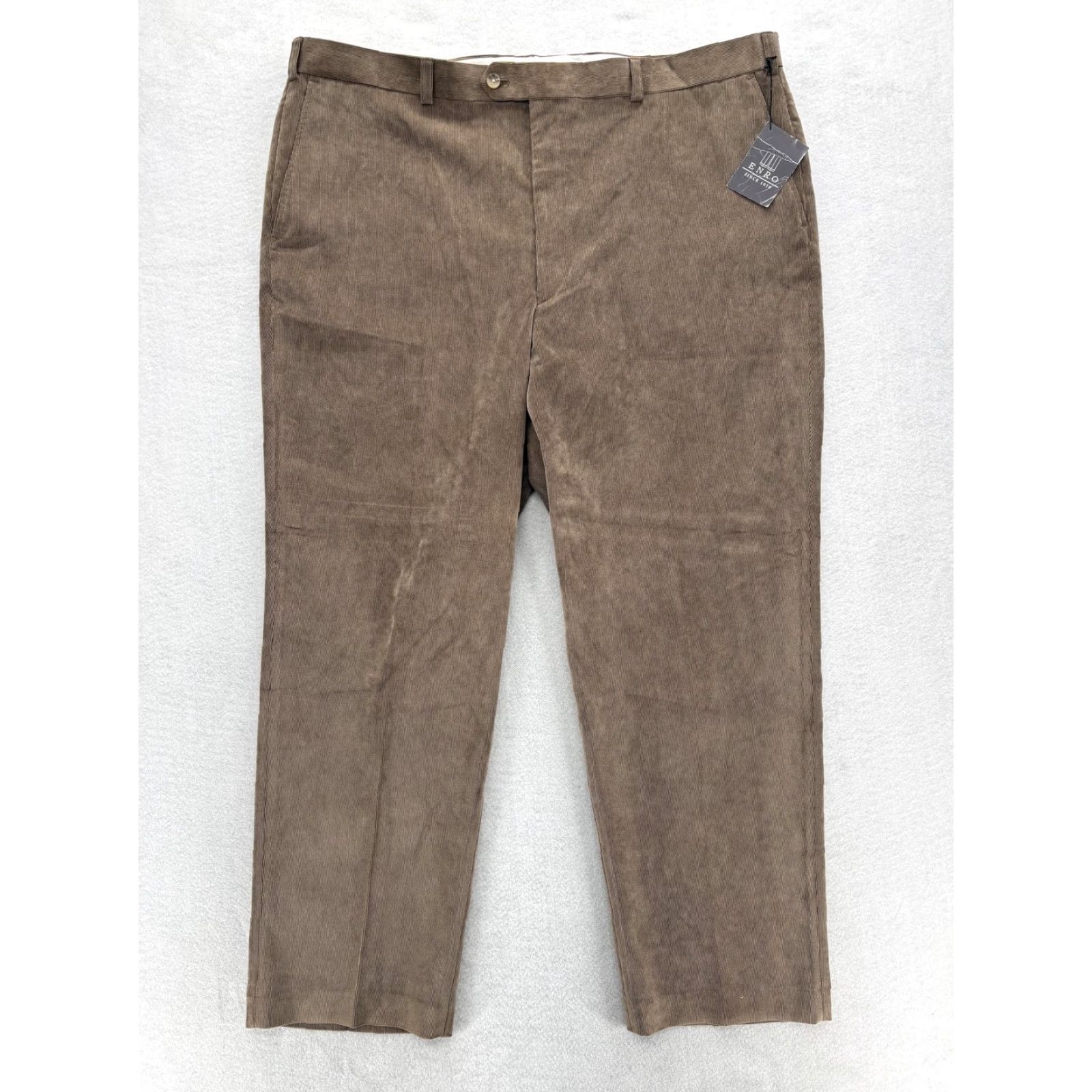 Enro Enro Mens Pants 44x30 Brown Corduroy Stretch Dress Casual Trousers Comfort NWT Size US 44 / EU 60 - 2 Thumbnail