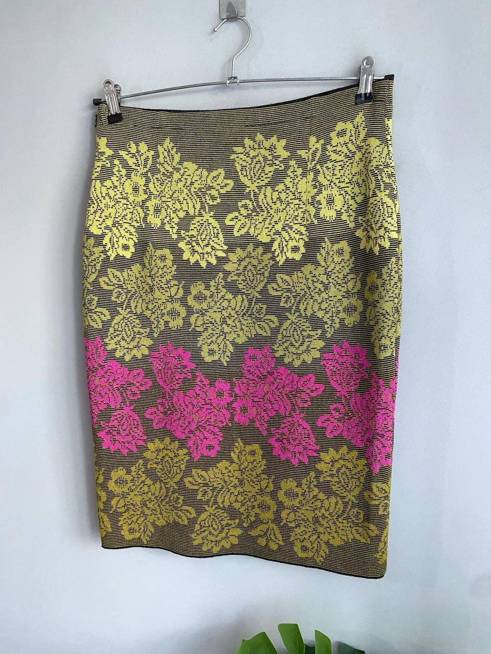 Designer × Vintage Oleana Silk/Merino Wool Knit Skirt Floral Print Size S Size 30" / US 8 / IT 44 - 2 Thumbnail