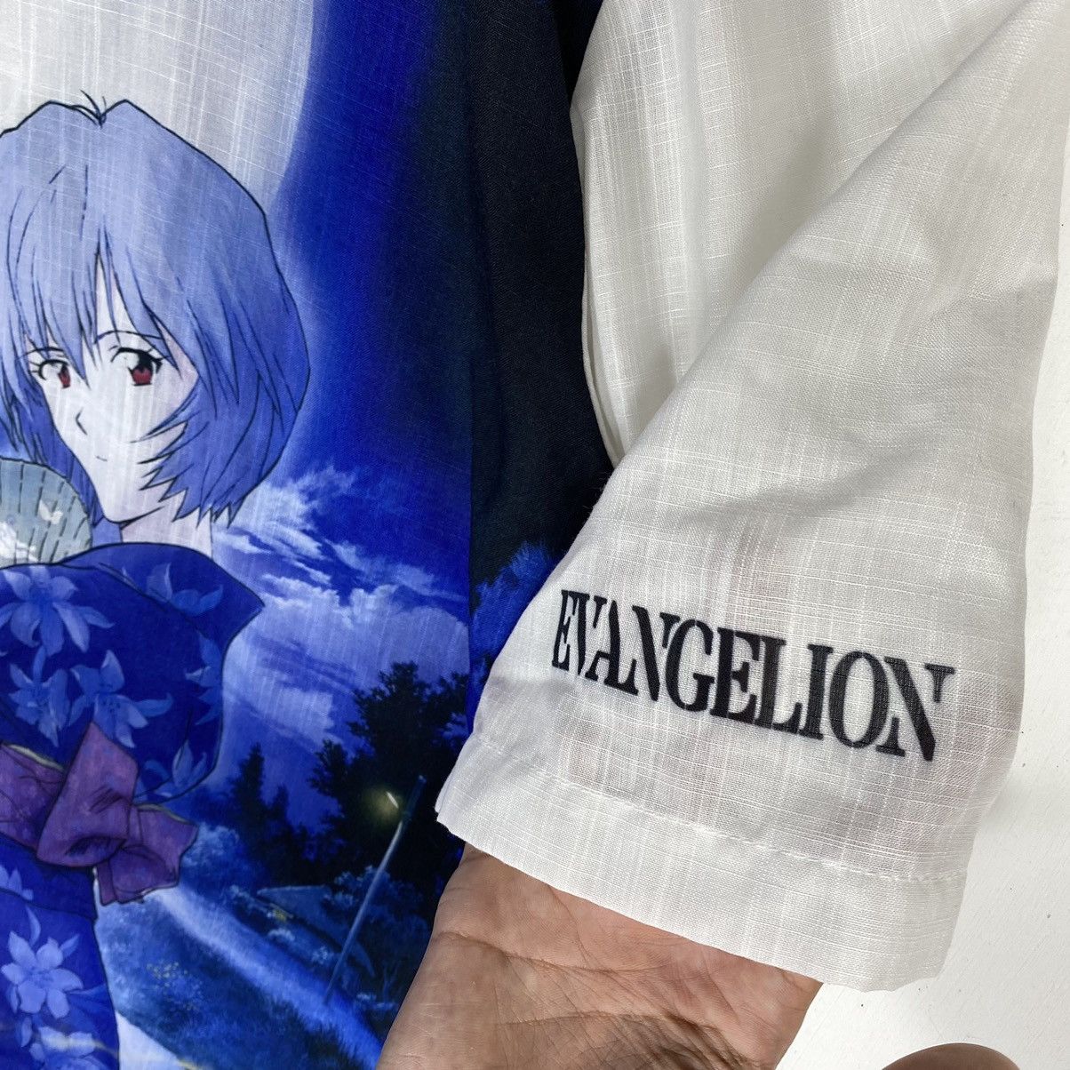 Japanese Brand × Vintage EVANGELION REI AYANAMI ANIME OPEN COLLAR BUTTON UPS Size US L / EU 52-54 / 3 - 7 Thumbnail