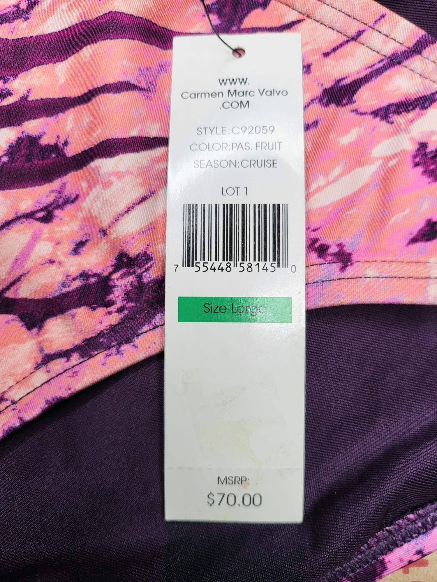 Other NWT Carmen Marc Valvo Strappy Passion Fruit Bikini Bottom LG Size ONE SIZE - 2 Thumbnail