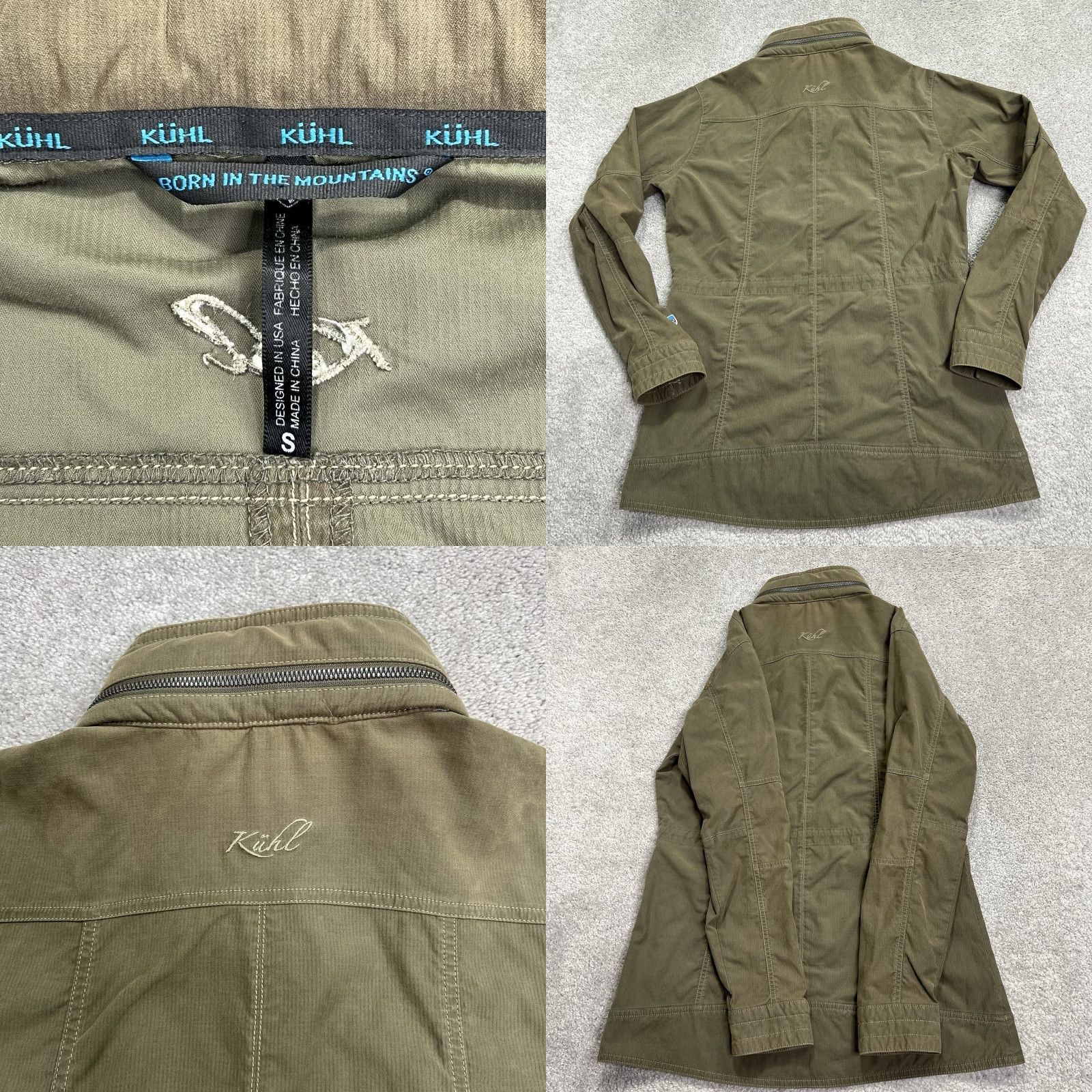 Vintage Kuhl Womens Rekon Small Jacket Army Olive Green Hooded Full Zip Pockets Size S / US 4 / IT 40 - 8 Thumbnail