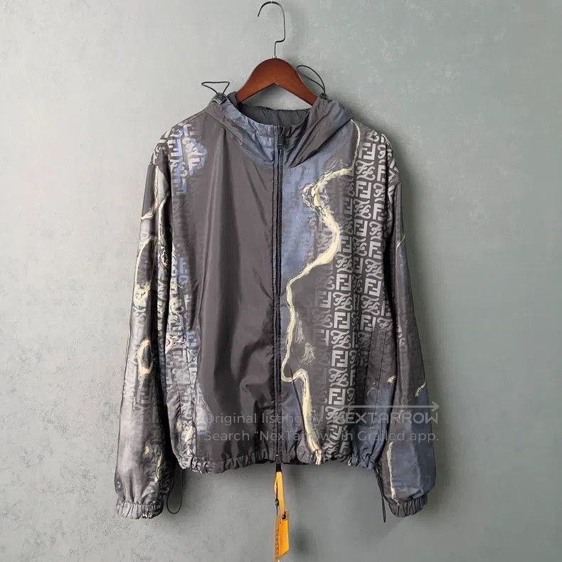 Fendi Double F Color Blocked Tie-Dye Two-Sided Zip Jacket