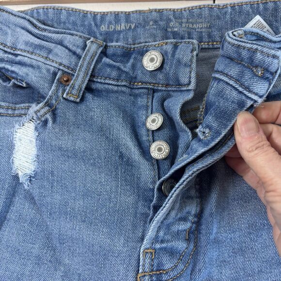 Old Navy Old Navy High Rise Straight Jean Women Blue Distressed 6 Size 28" / US 6 / IT 42 - 5 Thumbnail