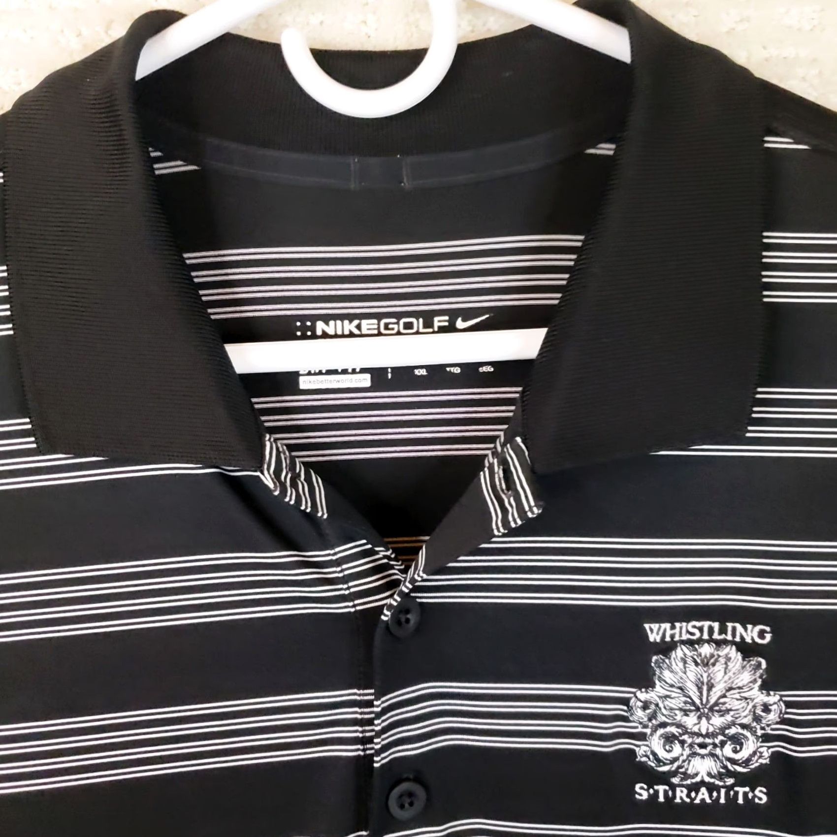 Nike Nike Golf Tour Performance Polo Mens XXL Black Striped Whistling Straights Tee Shirt Shirt? Size US XXL / EU 58 / 5 - 4 Thumbnail