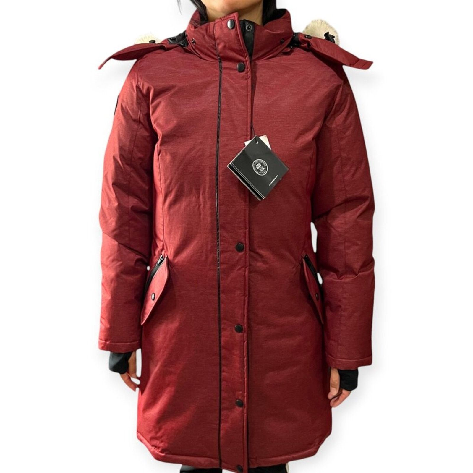 Triple Fat Goose Fur Hood Parka Maroon Xs Jacket Puffer in Red, Women's — image 2 of 6