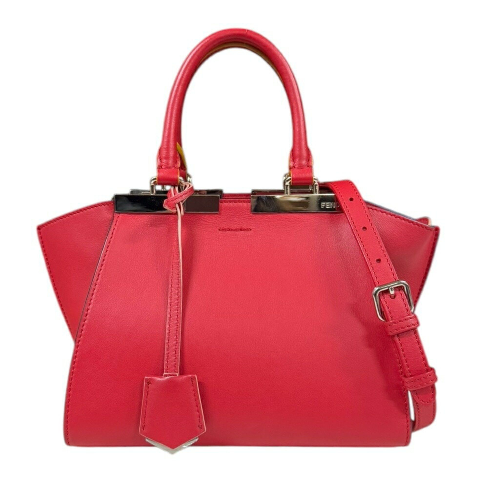 Fendi Mini Trois Jours Shoulder Bag Leather 8Bh333 Red Women's Fendi 2Way