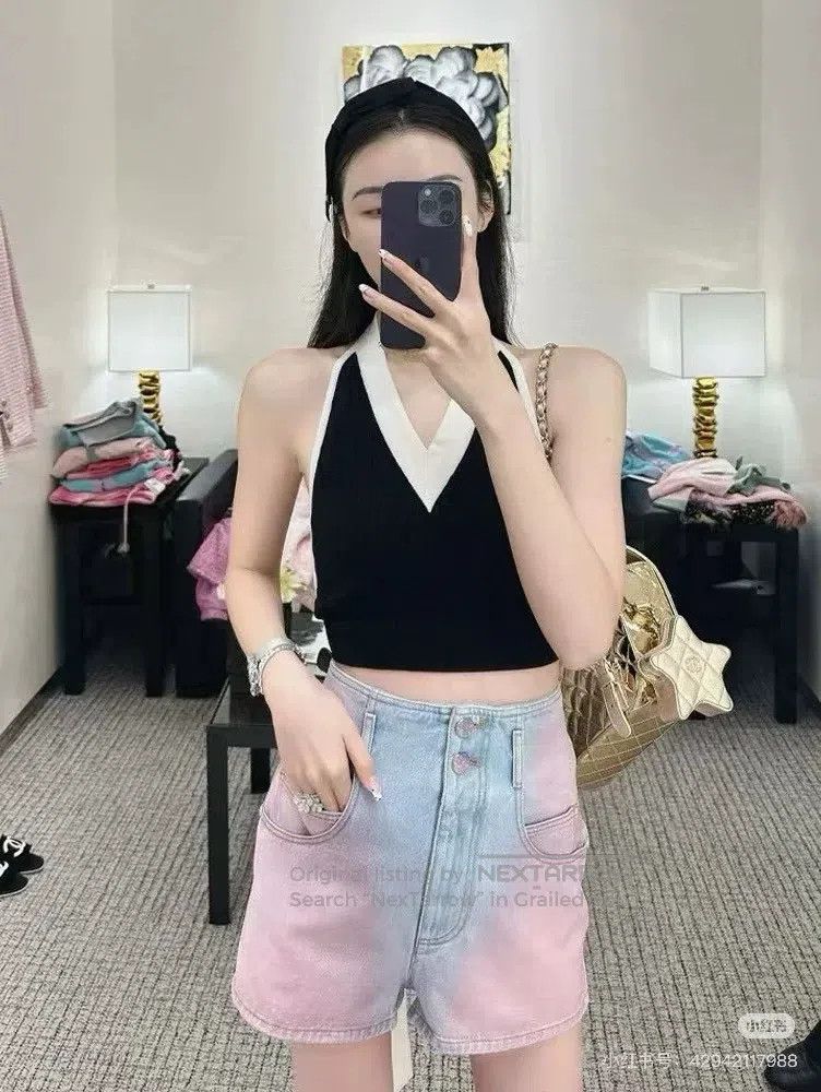 Chanel Chanel 24C Blush Gradient Denim Shorts Size 42" / US 20 - 8 Thumbnail