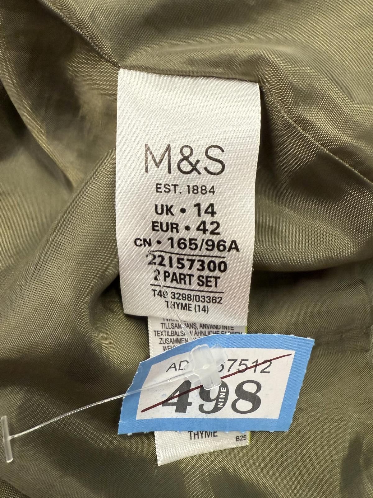 M.E. Sport M&S Khaki Green 2 Part Set Trench Coat UK 14 EUR 42 Size L / US 10 / IT 46 - 1 Thumbnail