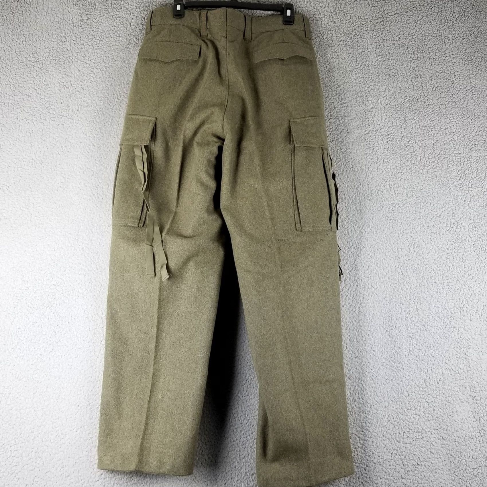 Vintage M&S Thick Wool Hunting Field Pants Cargo Military 31X30 60s Military Green/Grey Mens Size US 31 - 6 Thumbnail