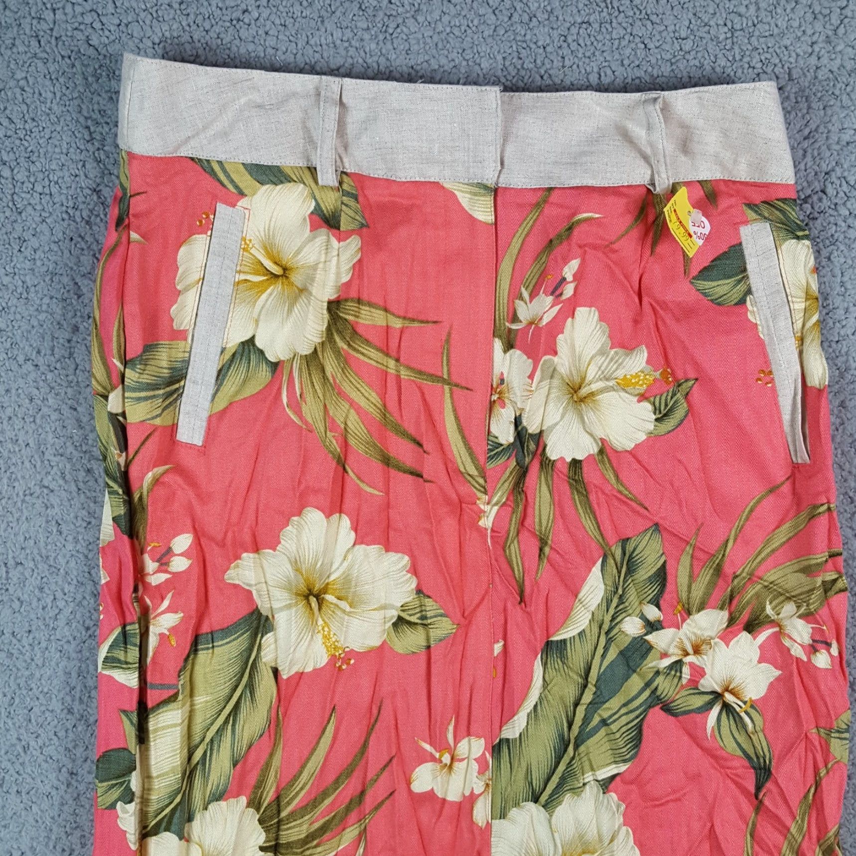 Vintage Vintage Tehama Women's Long Pencil Skirt 6 Pink Floral Rayon Y2K Retro 90s 00s All Seasons Size 28" / US 6 / IT 42 - 2 Thumbnail