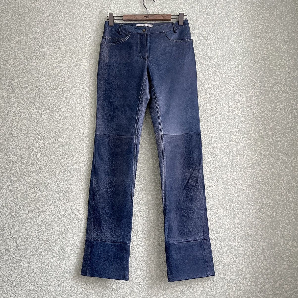 image of A F Vandevorst x Ruffo Research Aw00 Trompe-L’Oeil Denim Leather Pants in Blue, Women's (Size 28)