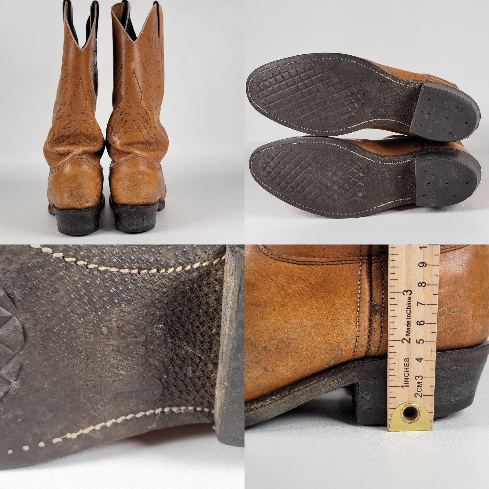 Justin Boots VINTAGE Justin Boots Men's 10.5 E Brown Leather Cowboy Western Pull-on Boots USA Size US 11 / EU 44 - 8 Thumbnail