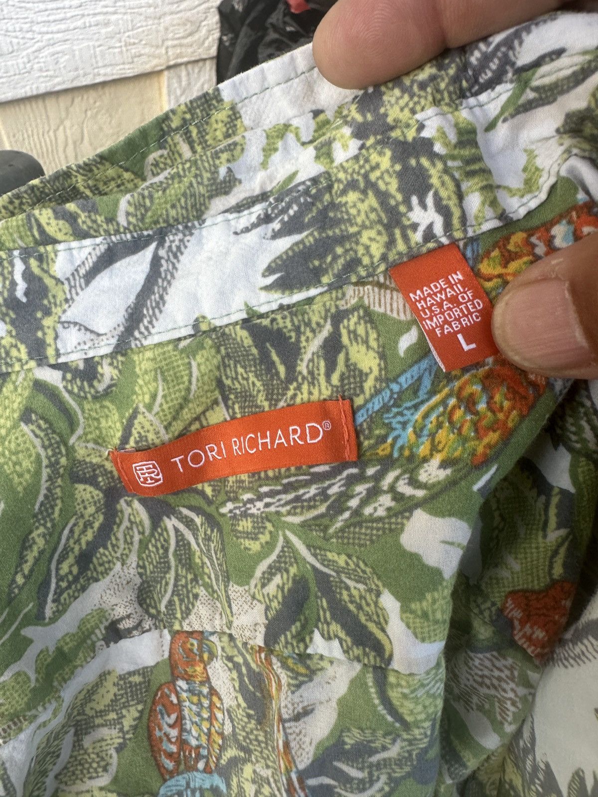 Tori Richard Tori Richard Hawaiian Print Full Button Men's Large Green Size US L / EU 52-54 / 3 - 4 Thumbnail