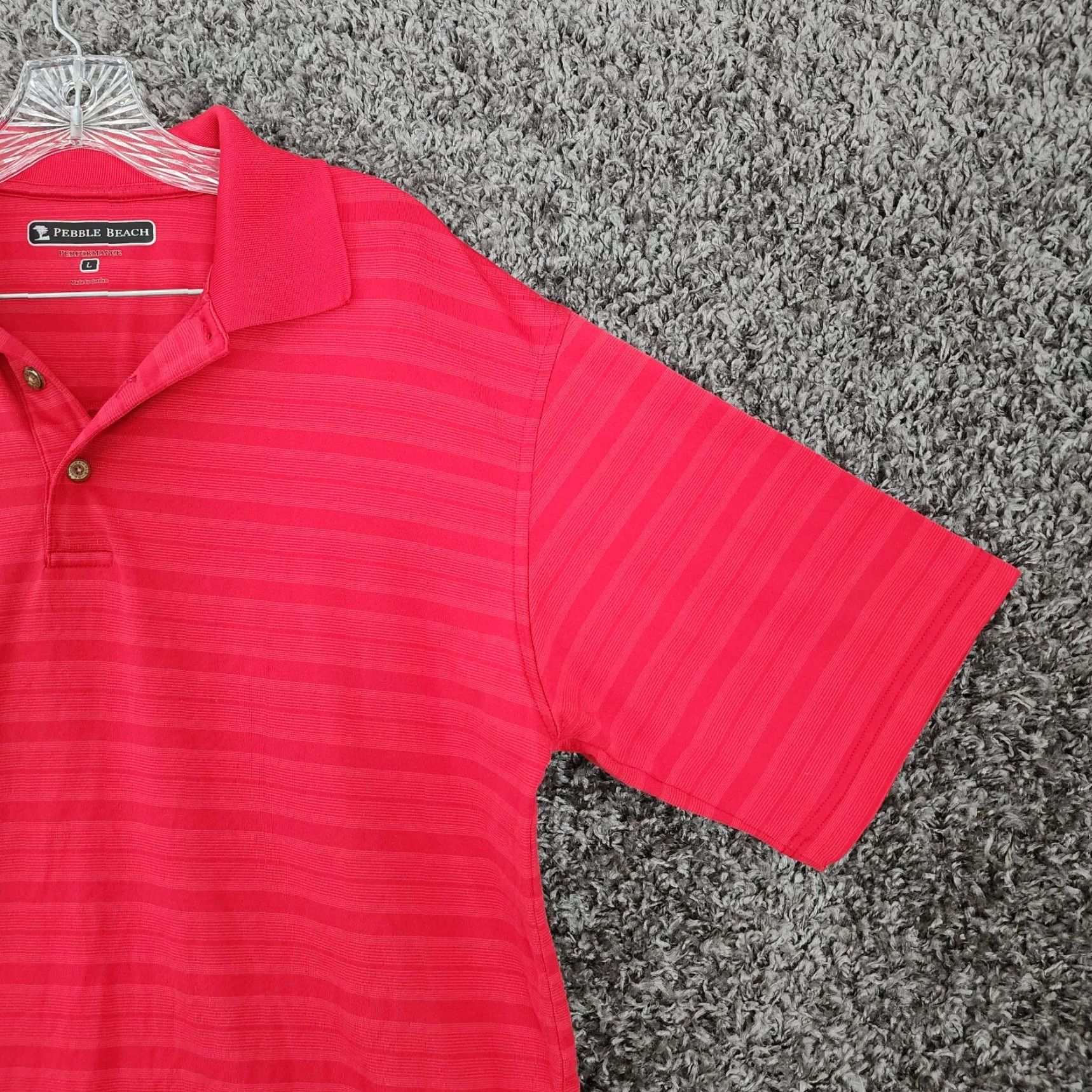 Vintage VINTAGE Pebble Beach Polo Shirt Men Short Sleeve Golf L Red Striped Polo Mens L Red Striped Pebble Beach Golf Shirt Size US L / EU 52-54 / 3 - 3 Thumbnail