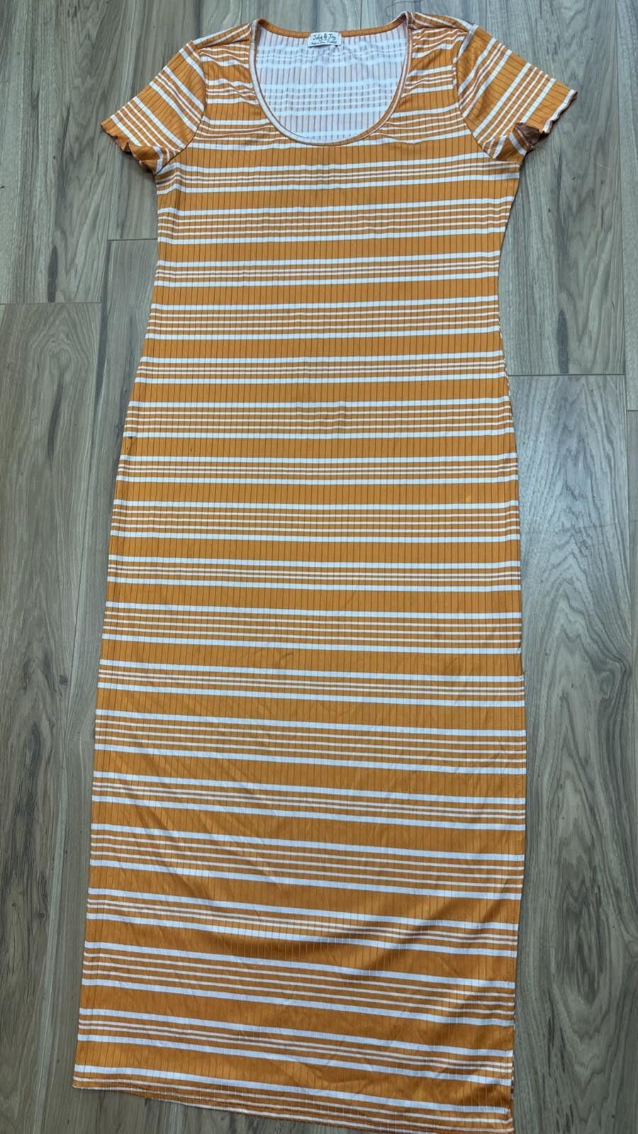 JULIEN DAVID Jolie And Joy Orange Striped Bodycon Dress Size XL Size XL / US 12-14 / IT 48-50 - 1 Thumbnail