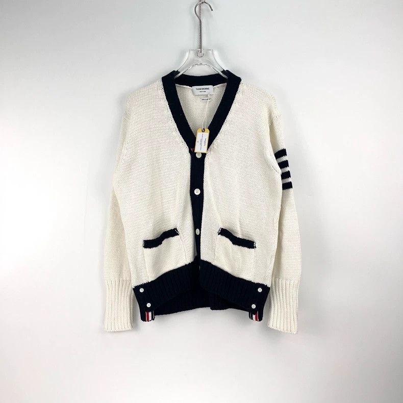Thom Browne Thom Browne Size 4White Stripe 4-button Knit Cardigan 2501- Size US XL / EU 56 / 4 - 3 Thumbnail