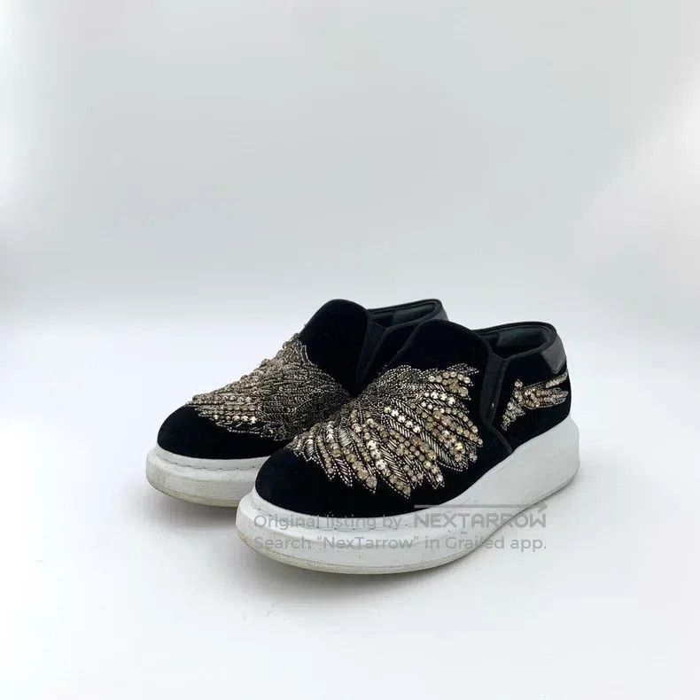 Alexander McQueen Alexander Mcqueen Black velvet diamond-encrusted casual fl Size US 5 / IT 35 - 1 Thumbnail