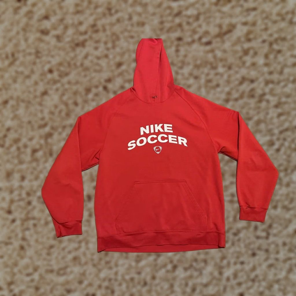 Nike VINTAGE Nike Soccer Pullover Hoodie Sweatshirt Red Men's XLarge XL Y2K Size US XL / EU 56 / 4 - 1 Thumbnail