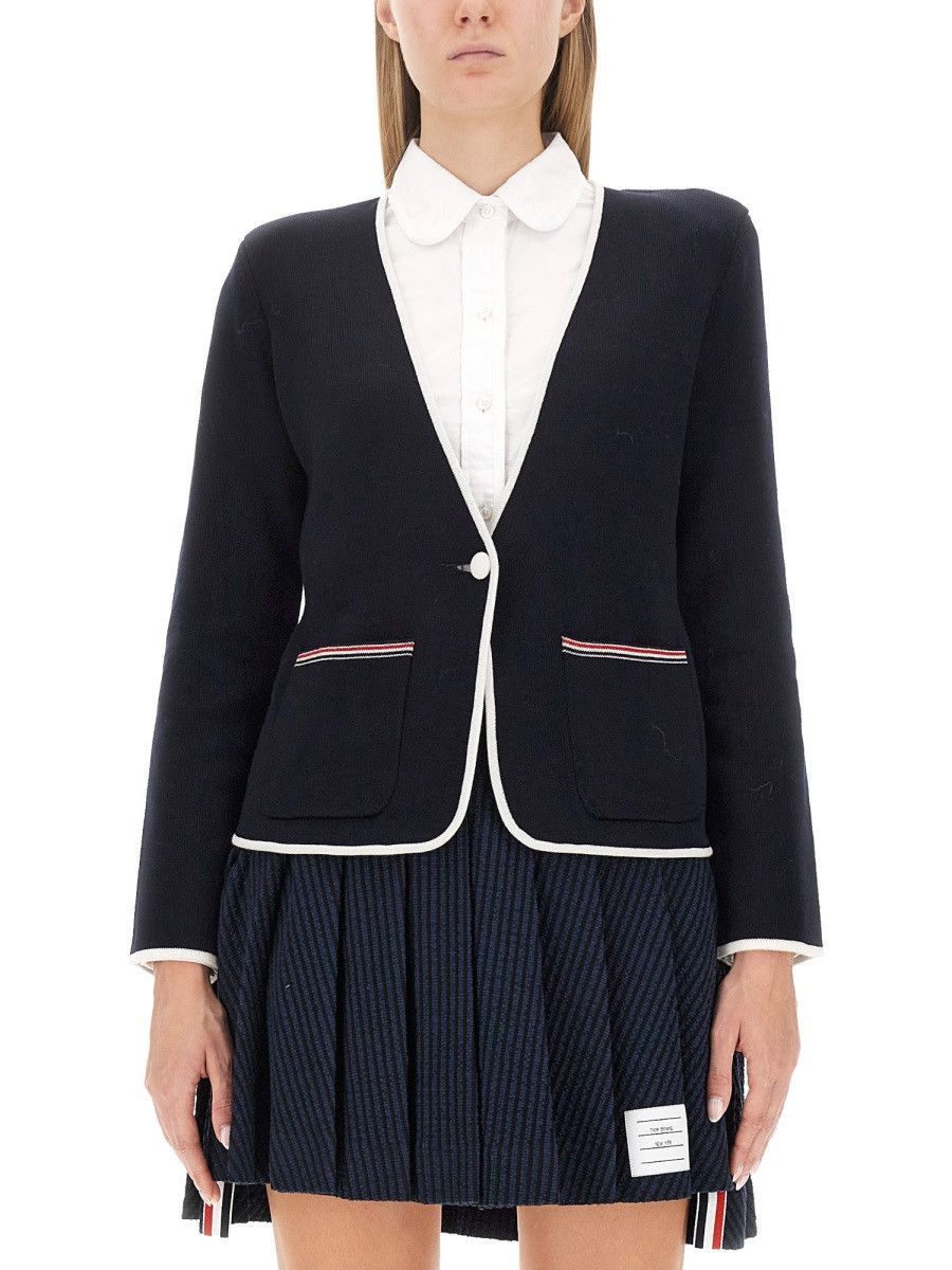 Thom Browne THOM BROWNE SINGLE-BREASTED JACKET - BLUE (IT 42) Size M / US 6-8 / IT 42-44 - 1 Thumbnail