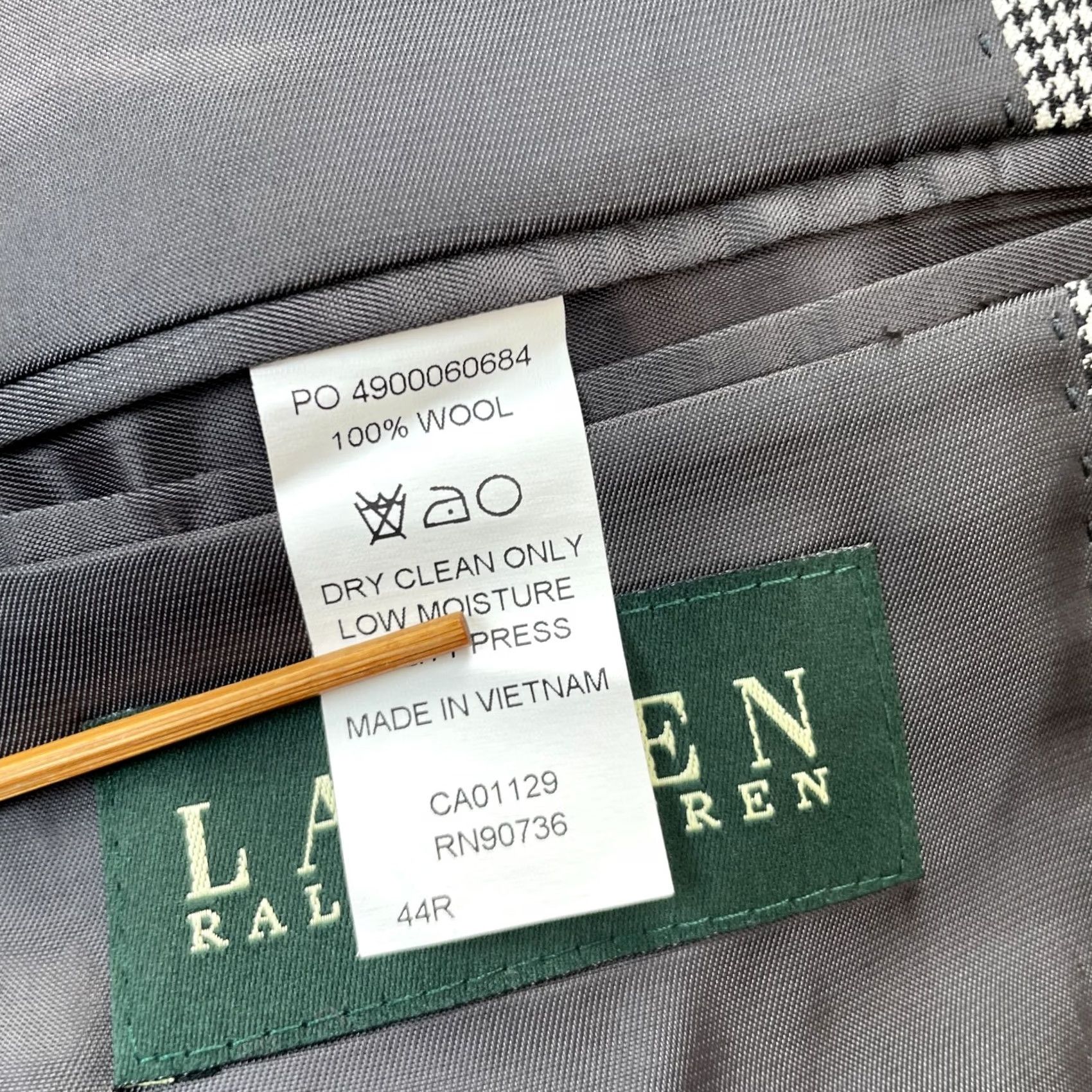 Ralph Lauren Lauren Ralph Lauren Gray Houndstooth Blazer Coat Mens 44R Single Breasted Size 44R - 5 Thumbnail