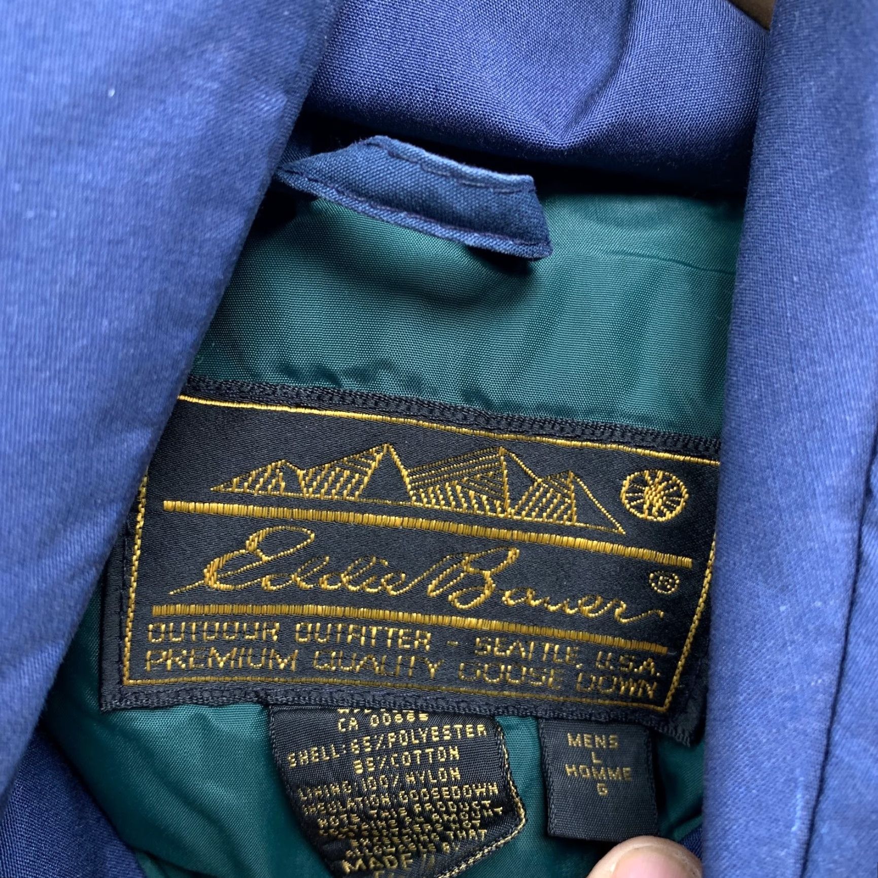 Eddie Bauer VINTAGE Eddie Bauer Down Jacket Mens L Blue Ridge Line Hooded 80s Made USA Coat Size US L / EU 52-54 / 3 - 4 Thumbnail
