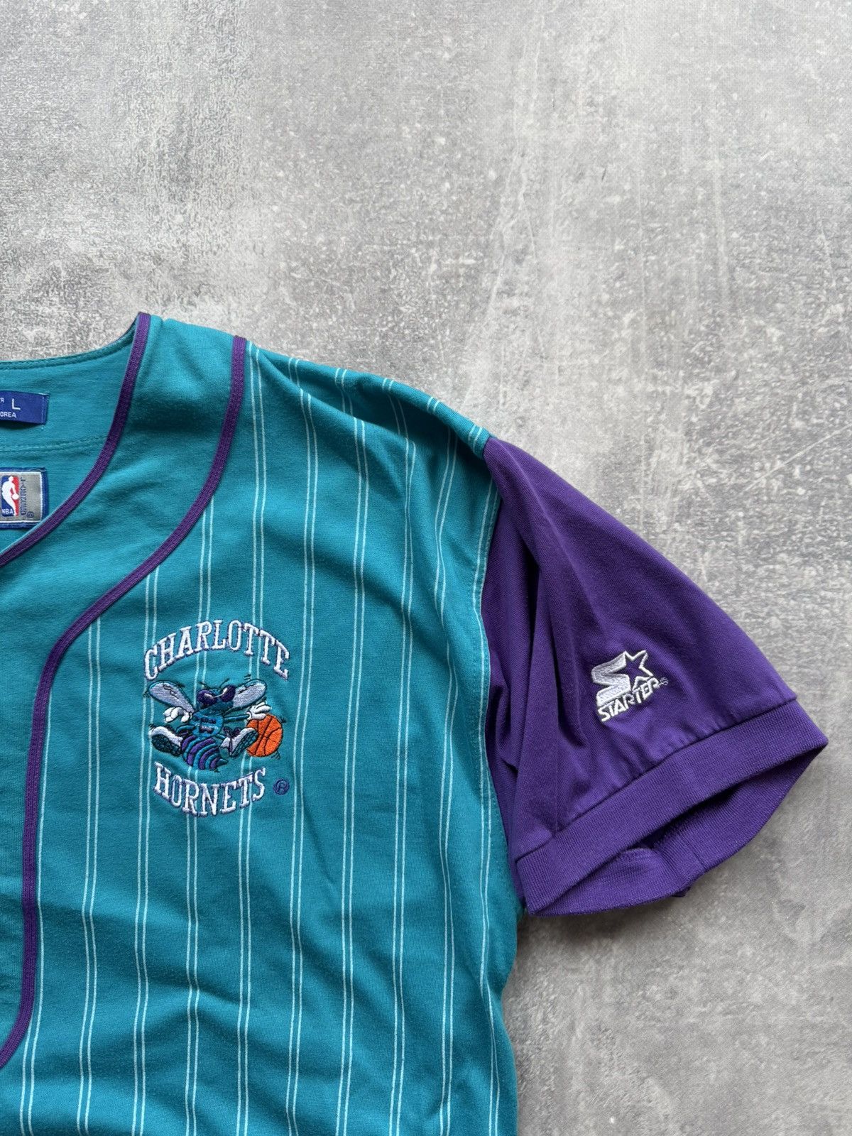 NBA × Starter × Vintage Charlotte Hornets 90s Vintage Baseball Starter Jersey Shirt Size US L / EU 52-54 / 3 - 2 Thumbnail