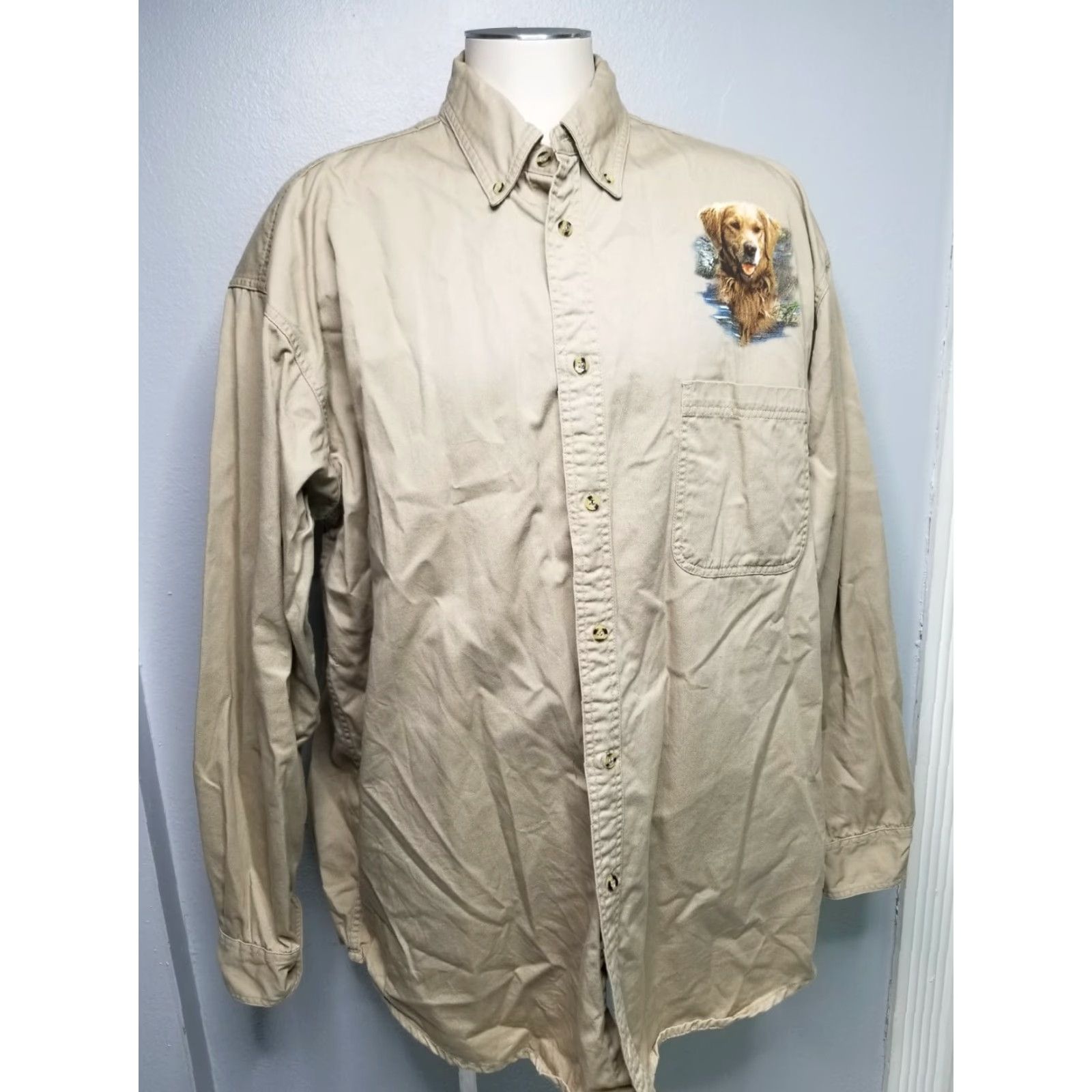 Vintage NCC Apparel Mens 2XL Khaki Buttondown Hunting Fishing LS Shirt Double Sided Size US XXL / EU 58 / 5 - 2 Thumbnail