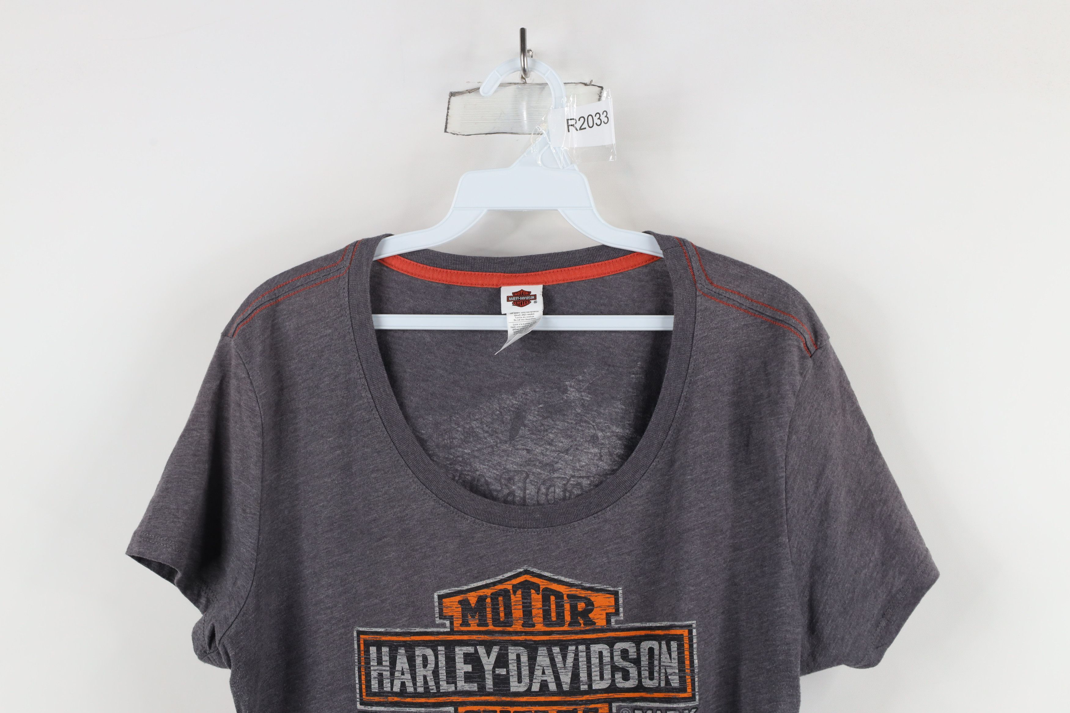 Harley Davidson × Vintage Y2K Harley Davidson Out Big Logo Jersey Knit T-Shirt Gray Size XL / US 12-14 / IT 48-50 - 2 Thumbnail