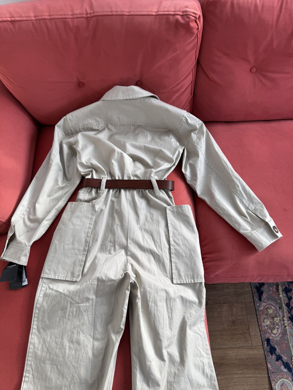 Saint Laurent Paris Saint Laurent New Safari Cotton Twill beige jumpsuit, size M Size 27" / US 4 / IT 40 - 16 Thumbnail