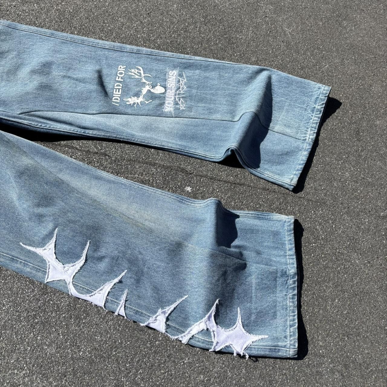 JNCO × Japanese Brand × Vintage jnco affliction style tribal embroidered jeans Size US 34 / EU 50 - 4 Thumbnail