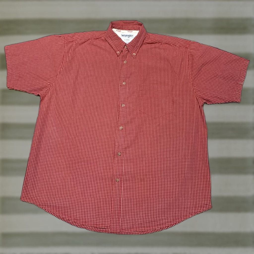 Wrangler Wrangler Hero Men’s XL Red Plaid Cotton Short Sleeve Button-Down Shirt PMID? Size US XL / EU 56 / 4 - 1 Thumbnail